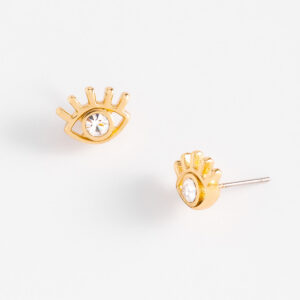 Aretes de poste con diseño de ojo y cristal