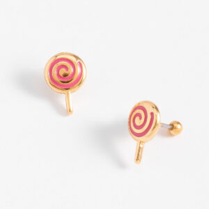 Aretes de poste con diseño de paleta de caramelo