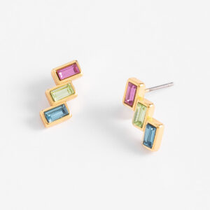 Aretes pequeños tipo botón con piedras de colores