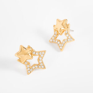 Aretes de doble estrella con cristales