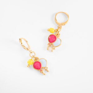 Aretes de arracada con dijes de globos multicolor