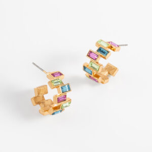 Aretes arracada con piedras baguette multicolor
