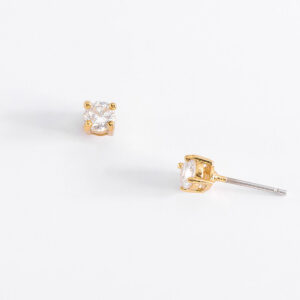 Aretes de poste unisex con baño de oro y diamonice