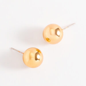 Aretes de botón esféricos con baño de oro