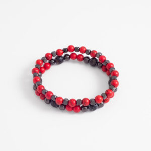 Pulseras de cuentas elásticas rojas y negras