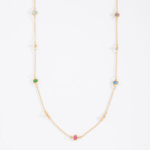 Collar largo con piedras de colores