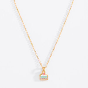 Collar con dije de pastel en oro y esmalte colores