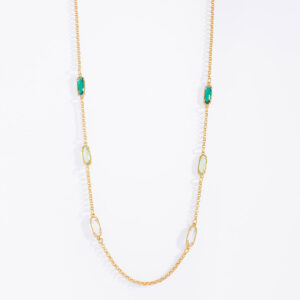 Collar de baño de oro con piedras esmeralda vintage