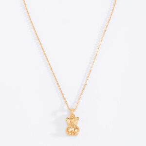 Collar con dije de oso en baño de oro longitud ajustable