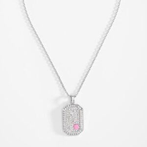 Collar con dije baño platino y piedra cristal elegante