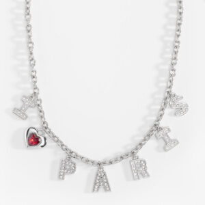 Collar con dijes i love paris con piedras y cristal