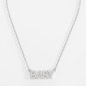 Collar baby en platino con piedras cristal 42cm