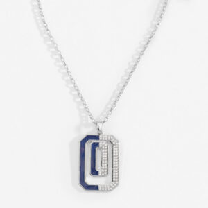 Collar con piedras cristal y esmalte azul marino
