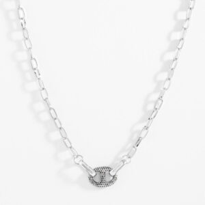 Collar de platino esmaltado negro 60 cm elegante