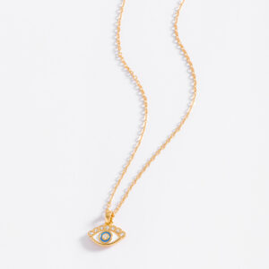 Collar en baño de oro con ojo turco y piedras cristal