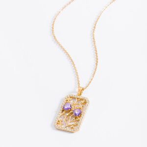 Collar diamonice oro 18k piedras corazón
