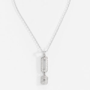 Collar con dije de platino y piedra cristal tono único