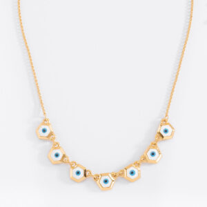 Gargantilla en baño de oro 42 cm con esmalte azul