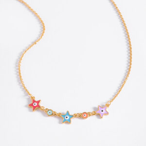 Divertido collar de estrellas con ojos turcos en esmalte