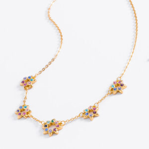 Collar en baño de oro con piedras de colores vibrantes