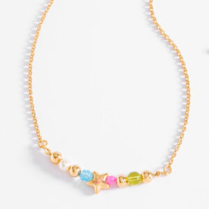 Collar infantil con perla y estrellas estilo encantador