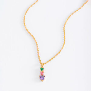 Collar con dije de piedras diamonice oro 18k