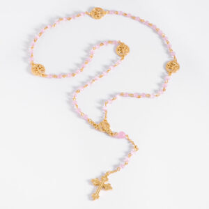 Collar rosario virgen maría con baño de oro