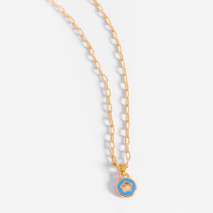 Collar con dije estrella baño de oro 18k y esmalte azul