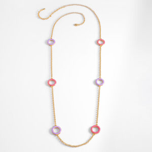 Collar con dijes circulares baño de oro 18k