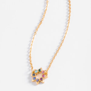 Collar en baño de oro con piedras zafiro multicolor