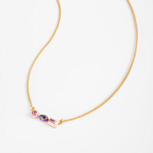 Collar gargantilla con dijes de esmalte y piedra multicolor