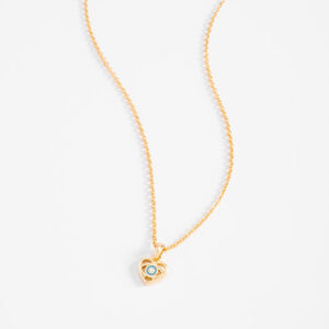 Collar con dije de corazón y ojo de la suerte