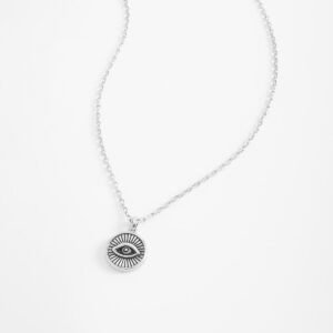 Collar en baño de rodio diseño ojo
