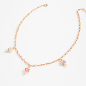 Collar de cadena con dijes de paleta esmaltados