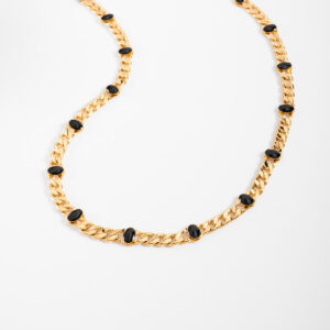 Collar de cadena con esmalte negro