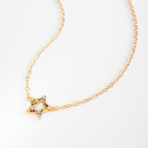Collar gargantilla con estrella y gemas multicolor