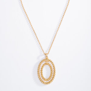 Collar con dije doble ovalado baño de oro elegante