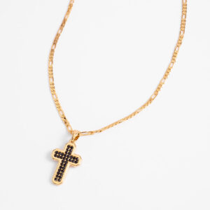 Collar con dije de cruz y baño de oro