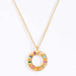 Collar en baño de oro con piedras multicolor 45 cm