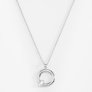 Collar moderno con dije circular y cristal marquise