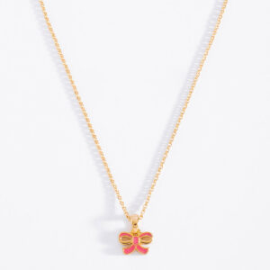 Collar con dije de moño rosa para niña
