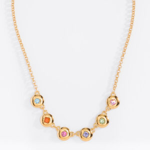 Collar de oro con piedras multicolor ajuste perfecto
