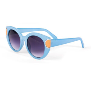 Lentes de sol cat eye azules con detalles naranjas