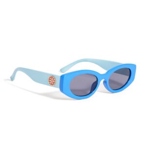 Lentes de sol cat eye azules con detalles dorados